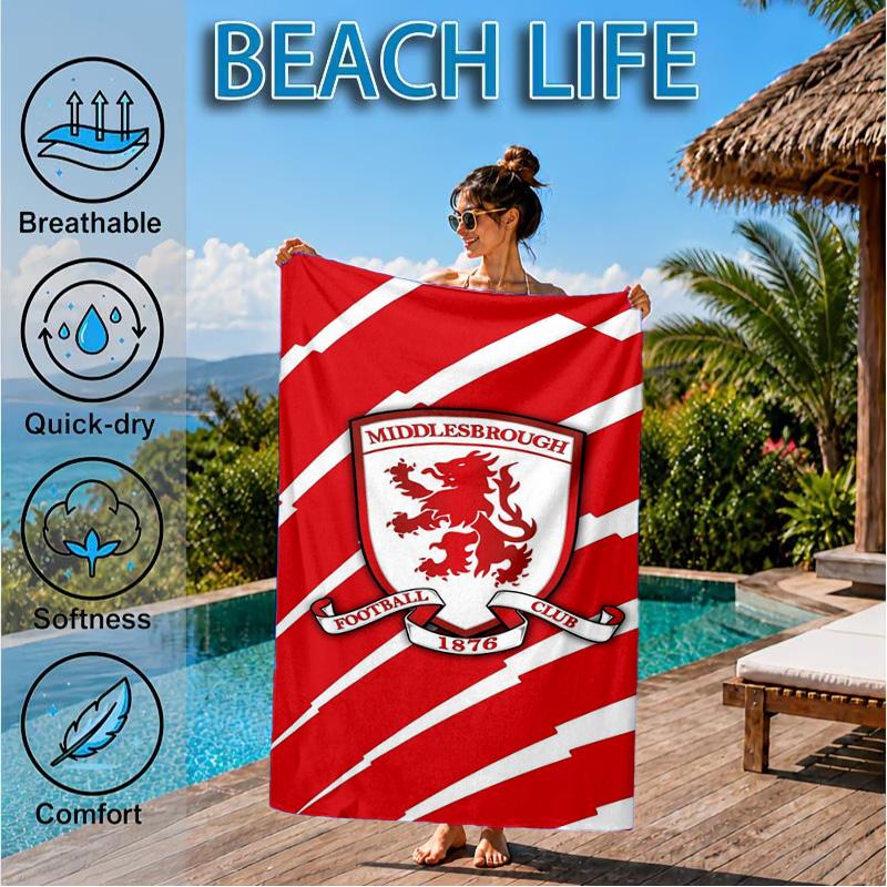 Football Club Emblem Printed Microfiber Beach Towel, Soft And Absorbent, Quick-Dry, Ideal for Summer Travel, Beach Essential, Swimming Pool