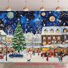 1Pcs Snowy Town Christmas Tree Stars Decoration Background Winter Backdrop For Photo Studio Photo Booth Party