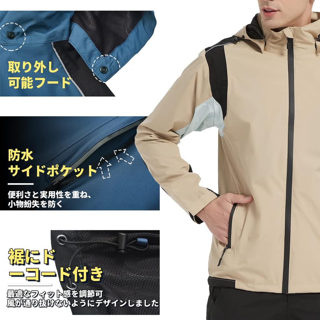 Aoki Outdoor Men's Waterproof Rainsuit Set, Perfect for Golf, Windbreaker, and Mountain Parka. Breathable, Lightweight, and Windproof.