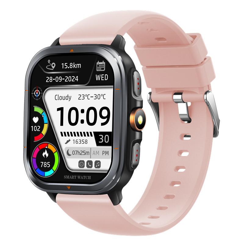 

TS500 Men Smart Watch 2.01inch GPS Positioning Compass Flashlight Altitude Barometric Outdoor Sports Fitness BT Call Smartwatch рожевий