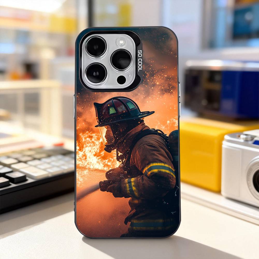 Fireman F-Firefighter Phone Case For iPhone 11,12,13,14,15,16,17,Pro,Max,Plus,E,Air,Mini IMD Matte Black