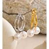 Eetit Pearl Drop Dangle Hoop Earrings Round Imitation Beads Fashion Daily Stainless Steel Korean Chic Quality Jewelry Waterproof