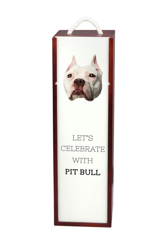 American Pit Bull Terrier, Pit Bull, American Pit Bull Terrier, Pitbull, Apbt - Geometric Box With Photo And Inscription For Wine Brand Art-Dog