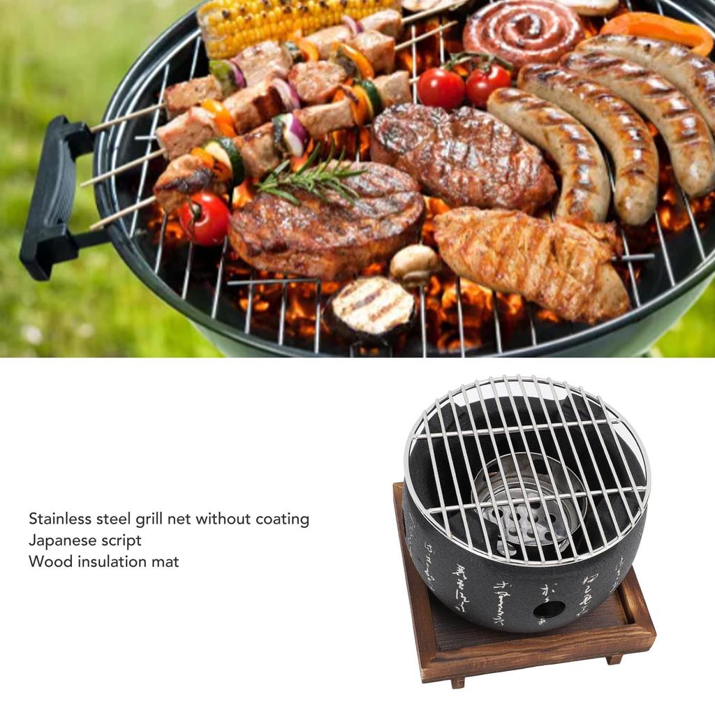 Japanese Style Grill Multifunctional Even Heating Mini Round Portable Japanese Barbecue Grill for Family Gathering for Family