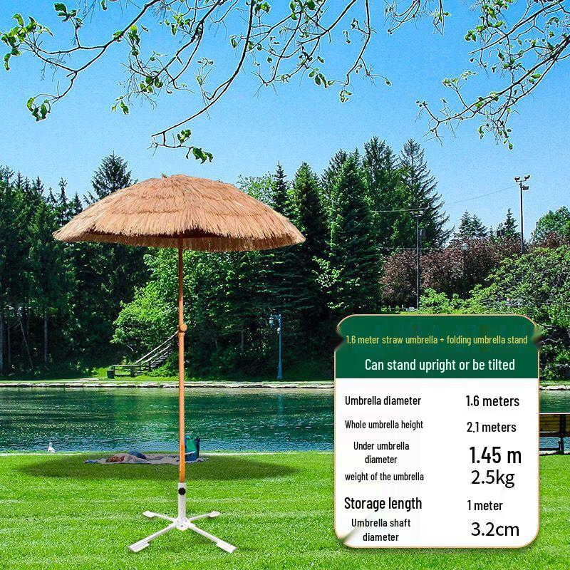 Imitation Thatch Outdoor Sunshade Umbrella - Garden, Courtyard, and Photography Decor Prop