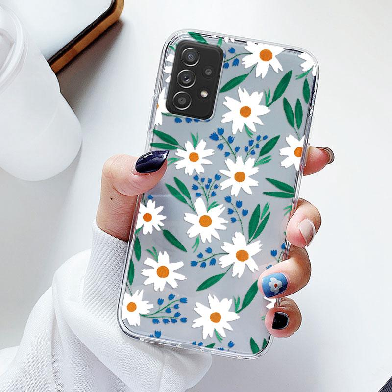 Phone Case For Samsung A52s A52 Floral Silicon Cover For Samsung Galaxy A52 Fundas Coque Transparent Soft Capas Flower TPU