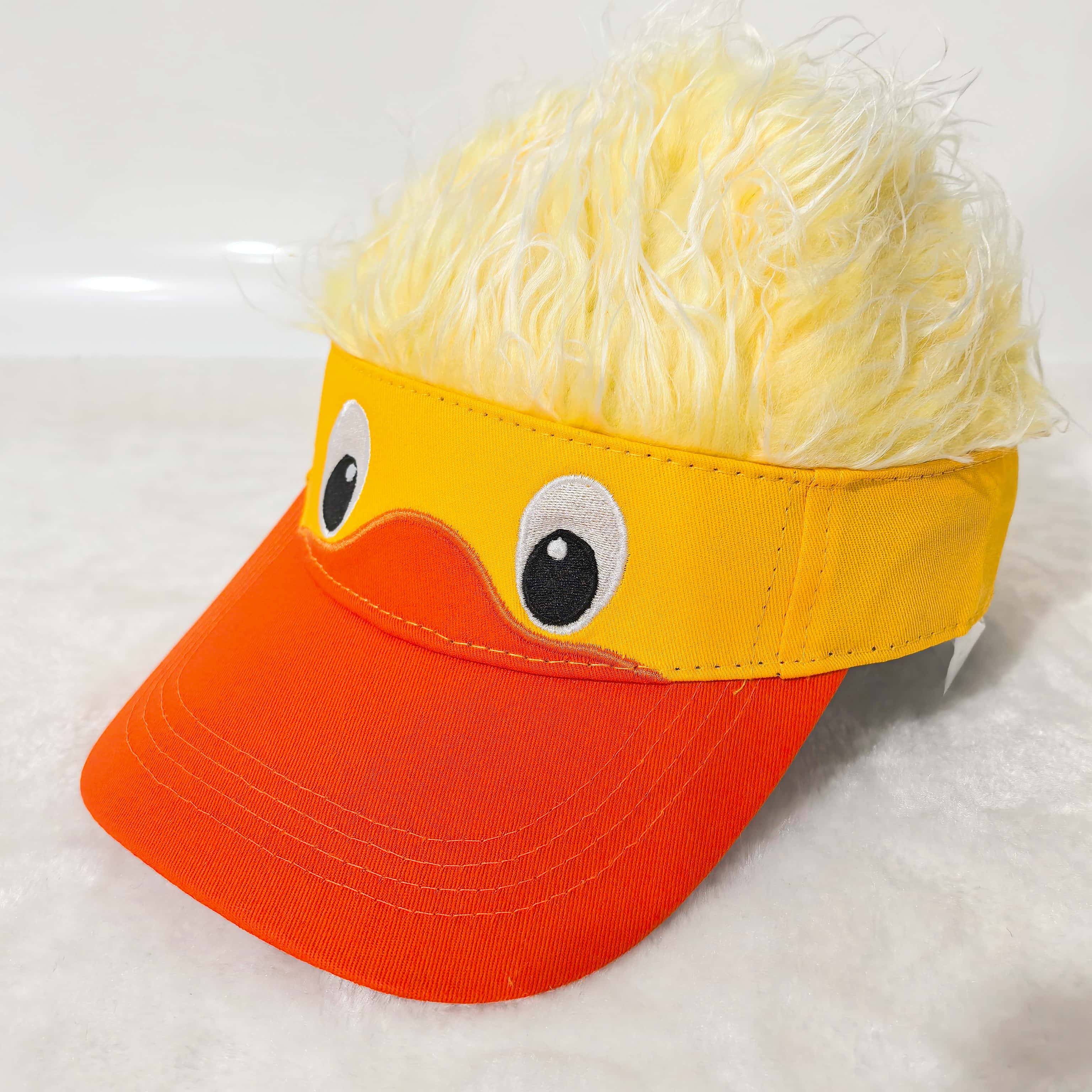 YIRAN Dayang hat Grappige Eenden Vizierhoed Met Nep Haar, Nieuwigheid Geel Oranje Verstelbare Zonneklep Voor Mannen Vrouwen, Unieke Casual Streetwear Pet Adjustable