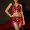 2 Pieces, Bra With Sequined Tassels, Fringed Top, Belly Dance Skirt, Carnival, Club, Costumes