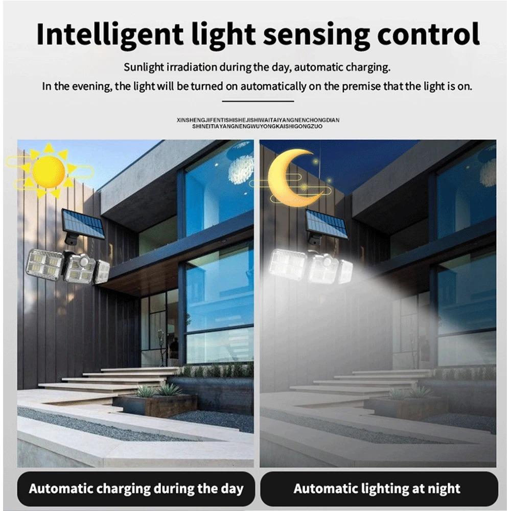 Solar Lights 138LED Outdoor Motion Sensor Super Bright Human Induction Adjustable Waterproof Solar Power Wall Lamp Patio Garage
