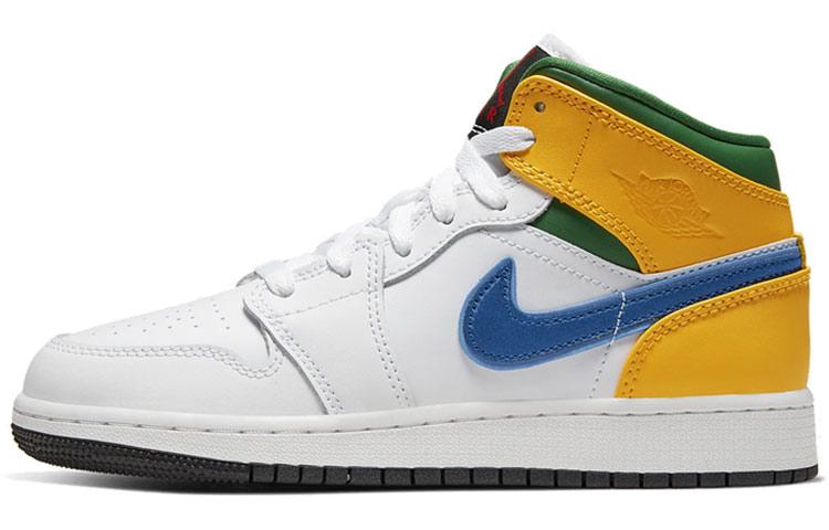Jordan 1 Mid GS White Court Purple Teal 554725-128