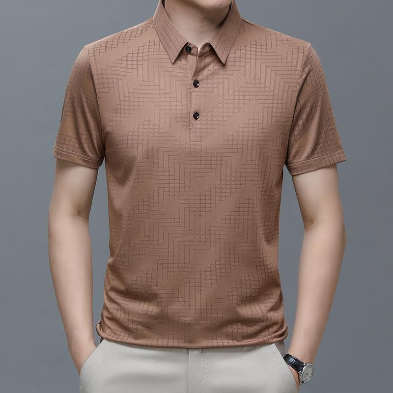 Polo Shirt Men'S Short-Sleeved Hidden Compartment No-Iron Lapel Half-Sleeved T-Shirt Medium-Green Trend Korean Version Of Clothes