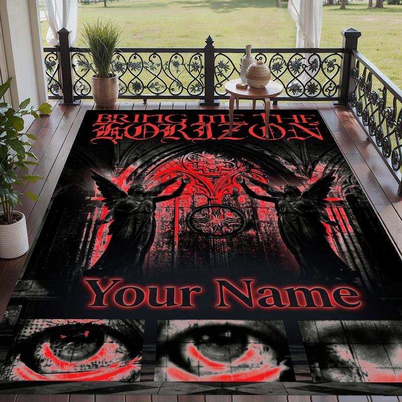 Custom Name Bring Me the Horizon Crystal Velvet Floor Rug Personalized Text Soft Carpet Home Decor