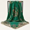 Square scarf new leopard print chain decorative satin silk scarf headscarf, versatile multi-purpose simulated silk scarf