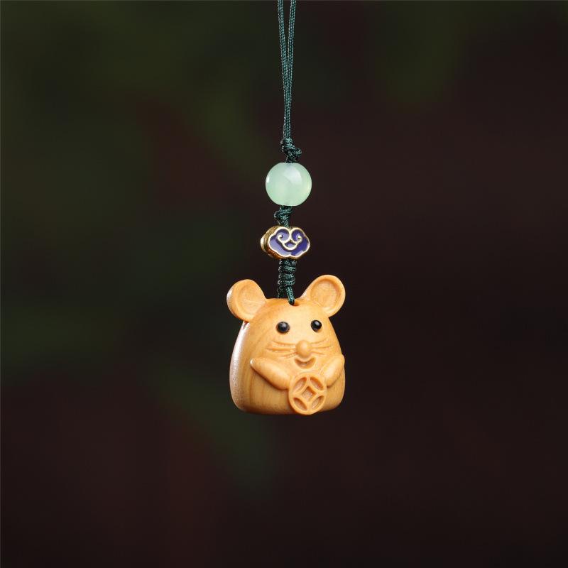 Zodiac Rat Phone Charm: Creative Money Counting Pendant Keychain Gift Ornament