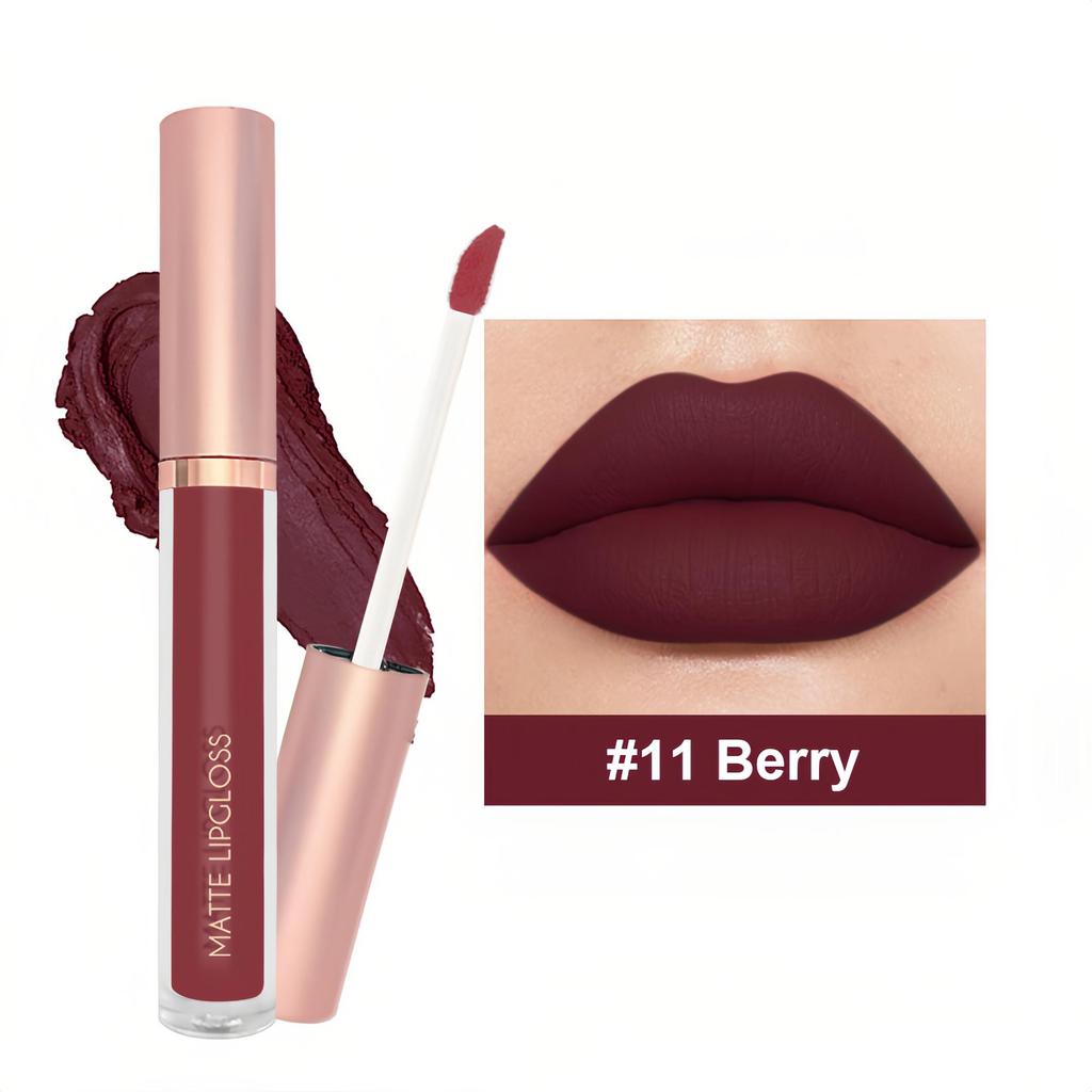 Sexy and Long-lasting Matte Liquid Lipstick Long Lasting Non Transfer Nude & Dark Shades 12 Colors Waterproof Lip Gloss Women's Beauty