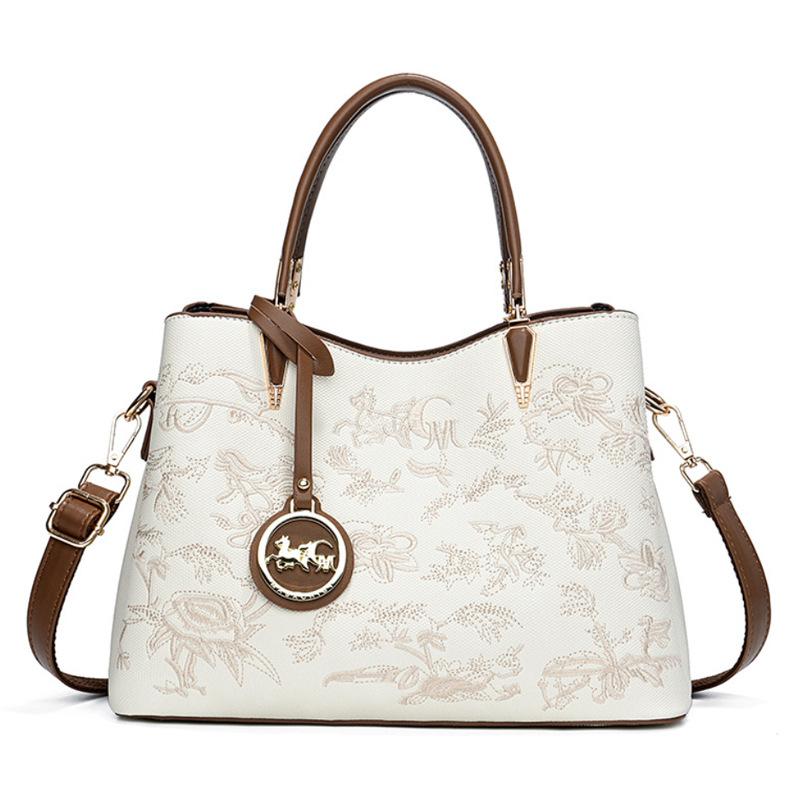 Trendy National Style Embroidery Ladies Handbag, Premium Multiway Daily Bag For Middle Aged Mothers