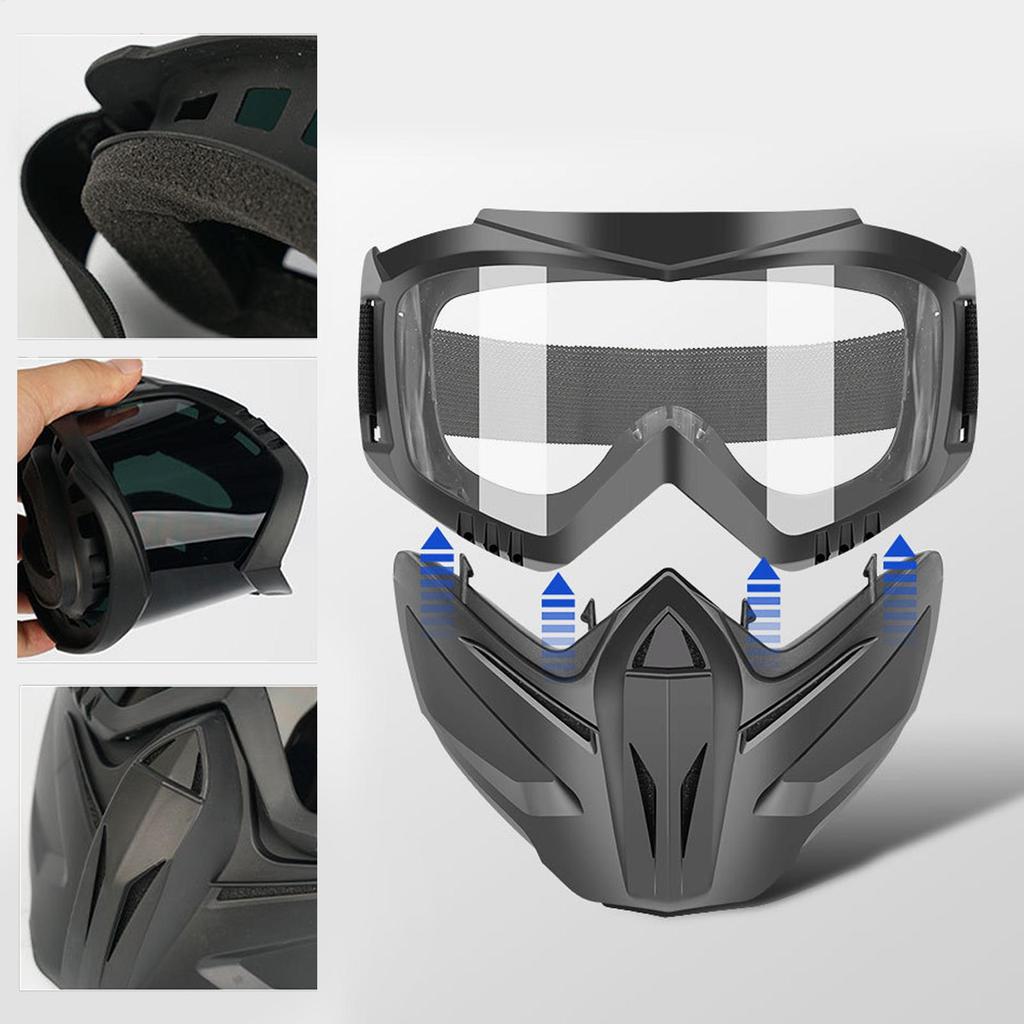 Cycling Motorcycle Mask ATV Goggles with Face Cover Safety Goggles Full Face Motorcycle Helmet Goggles Riding Motocross Glasses
