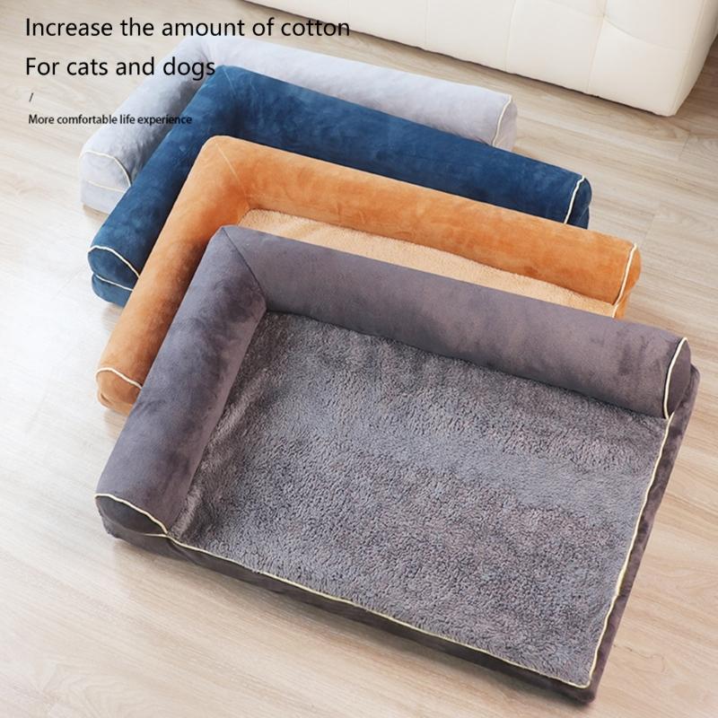 Comfortable Dog Couch Bed with Eggs Shape Foams Double Side Pillows Removable Cover NonSlip Dog Bedding for Winter