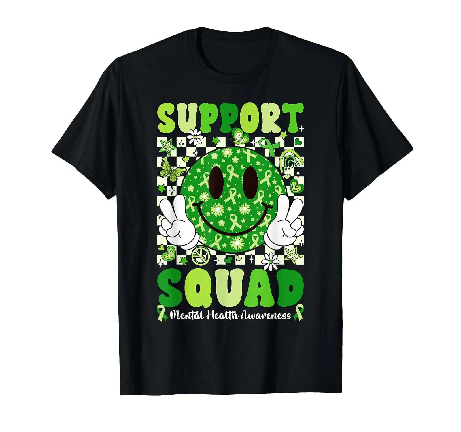 Support Squad Mental Health Matters Awareness Green Ribbon T-Shirt S