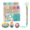 48 Colors Acrylic Paint Markers, 24 Dual-Tip Dual-Color Soft Brush Pens, Professional Art Supplies DIY Crafts