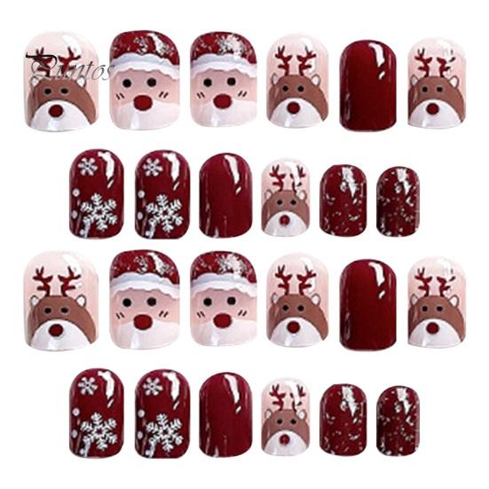24 ks falešných nehtů vánoční roztomilá krátká manikúra stylové odnímatelné jemné zpracování jemné lehké umělé nehty
