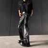 American Retro High-end PU Leather Casual Leather Pants Men's Niche Design Loose Wide-leg Versatile Trousers
