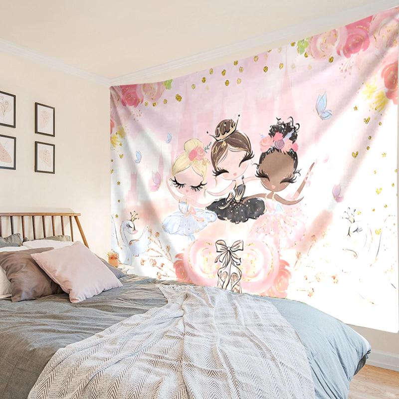 Ballerina In Pink Flowers Tapestry, Unique Design Tapestry, Wall Decor for Bedroom,Livingroom, Playroom,Heartwarming Fan Holiday Gifts