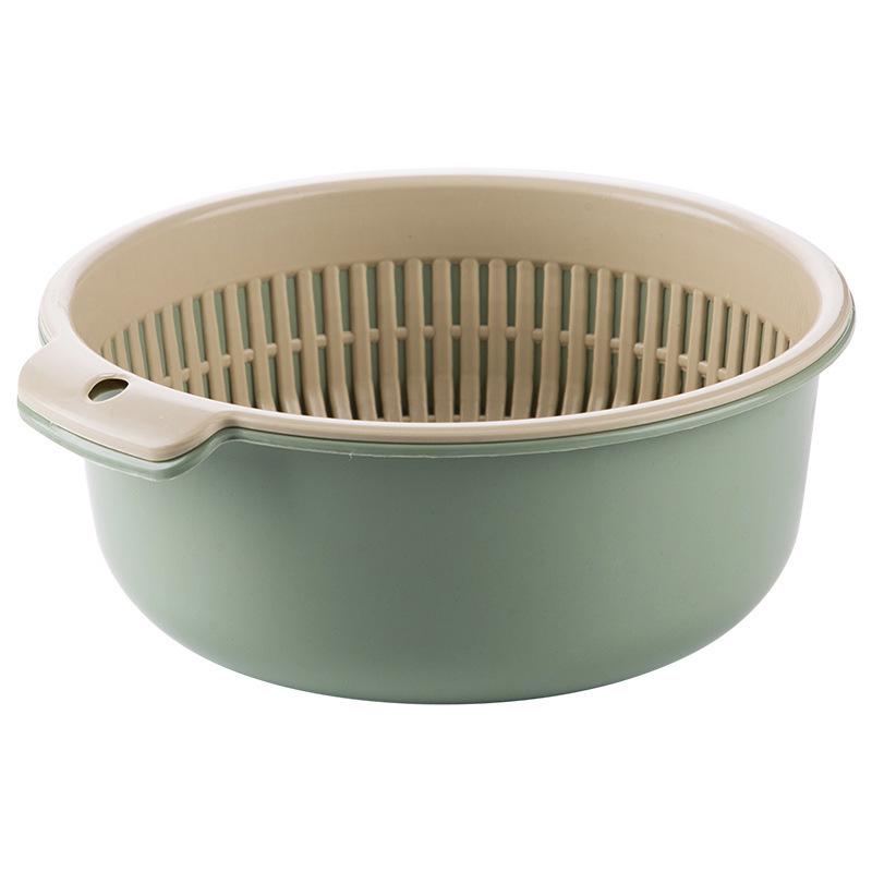 Double-Layer Round Vegetable & Rice Wash Basin Colander Basket