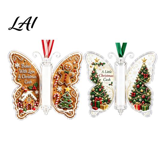Praktische Bargeldumschlag-Alternative 2 Stück Acryl Schmetterling Geldhalter Hängende Ornamente Dekorative Anhänger für Weihnachts-Feiertags-Ausstellungsbaum