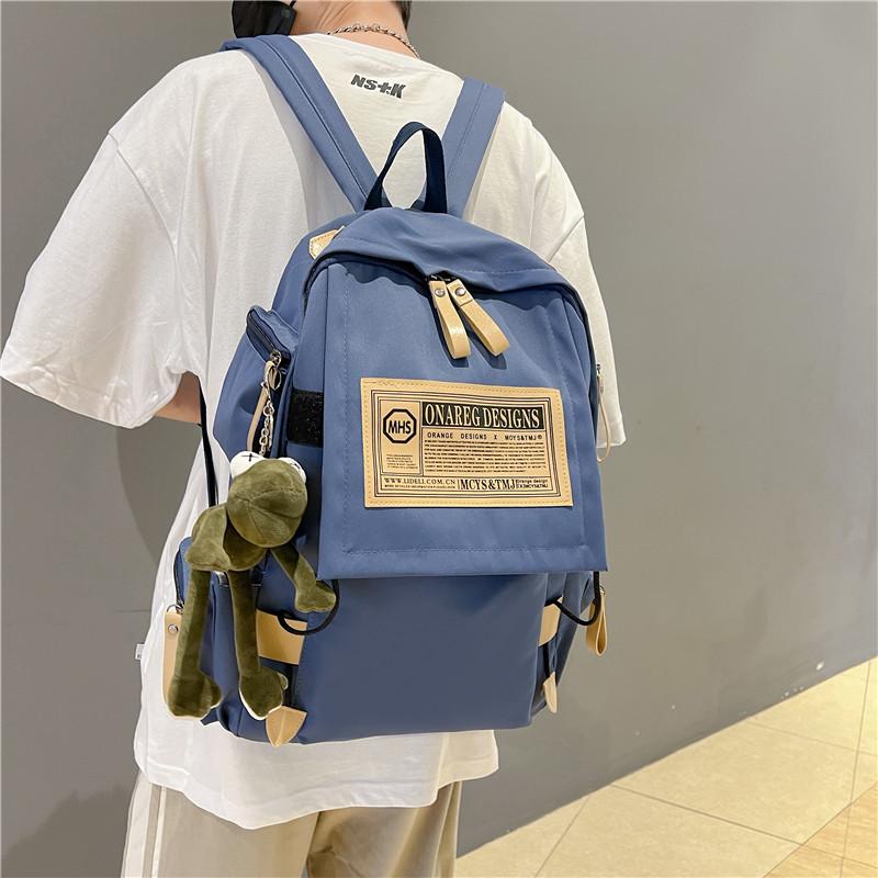 Large Capacity Schoolbag Male Korean Version Harajuku College Student Junior High School Backpack Trendy Cool Hong Kong Style Backpack