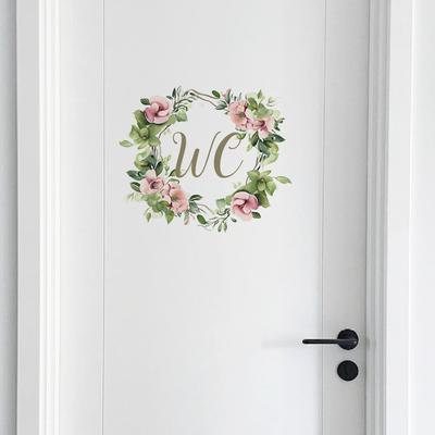 English Slogan Wreath WC Toilet Door Affixed Home Decoration Wall Stickers Self-adhesive