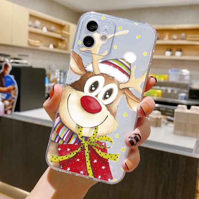 

Рождественские подарки на Новый год чехол с изображением лося для iPhone 14 11 12 Pro 13 Pro Max XR XS X 6s 7 8 Plus SE 2020 13 Mini Роскошный прозрачный чехол iPhone 14 Pro Max