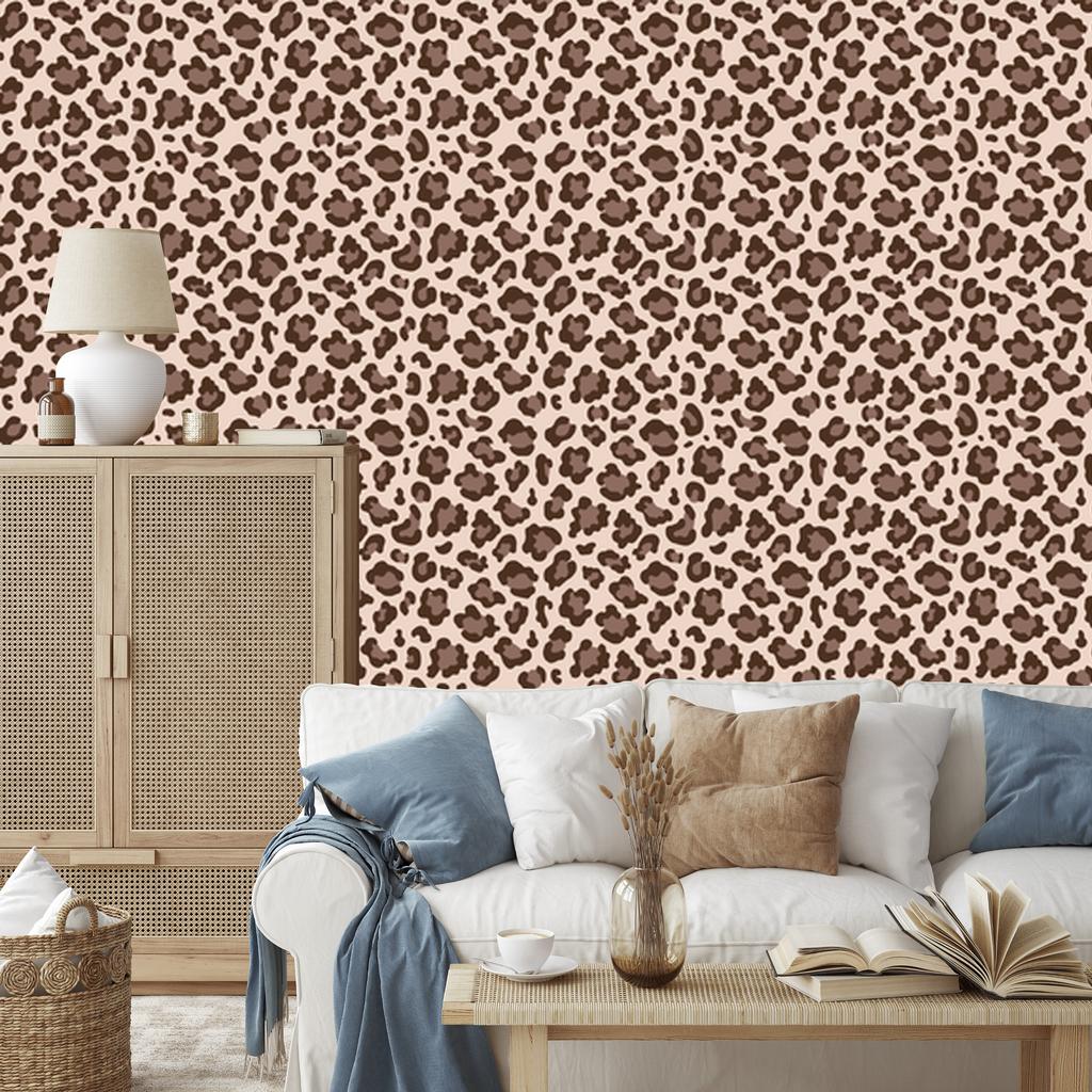 Animal Skin Wallpaper Beige, Rust and Cream 50x1000