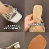 Gentle wind cool slippers 2025 new French temperament elegant thick heel one-word cool slippers women