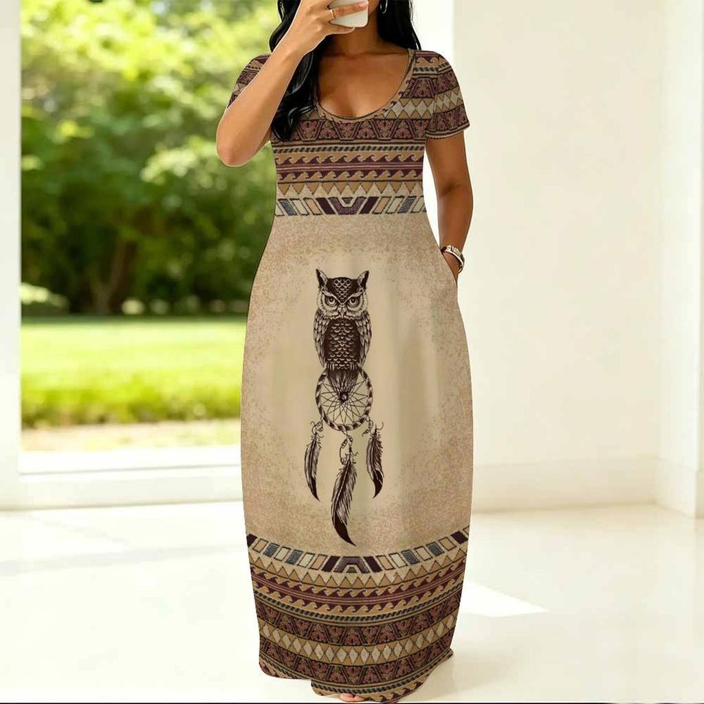 Crew Neck Short Sleeve Plus Size Gown Ladies Summer Soft Casual Outfit