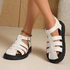 Women's Spring-Summer Thick-Soled Closed-Toe Open-Heel Solid-Color Roman Sandals, Casual Footwear, Available In Large Sizes.