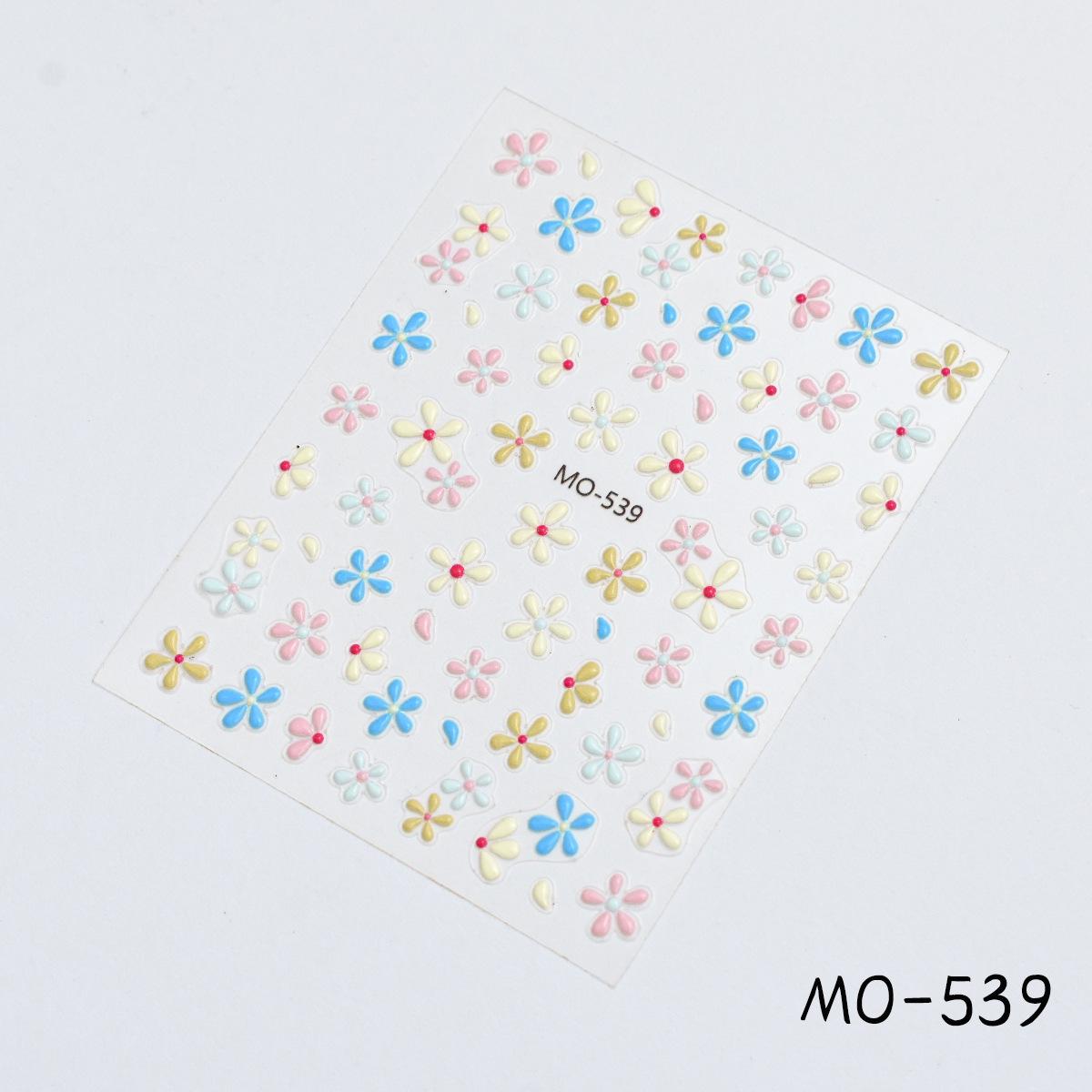 

3D INS Style Press-On Nail Stickers with Embossed Candy-Colored and Hand-Painted Five-Petal Flowers