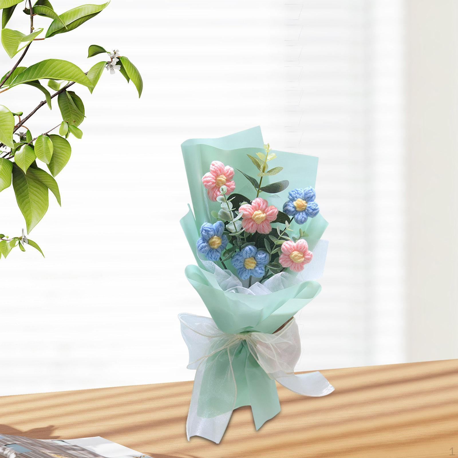 Crochet Flowers Bouquet Decor, Gift ,Completed Sunflower ,Knitted Artificial Flower for