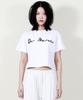 Deumakeu Rough Writing Text-Logo Crop T-Shirt White