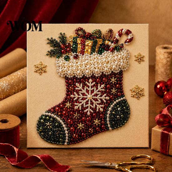 Sprankelende Parelkunstbenodigdheden DIY Kerst Kunstverfset, Kralen Knutselen voor Attente Vakantiegeschenken Liefhebbers Volwassenen, Beginners, Schattige Kerstman