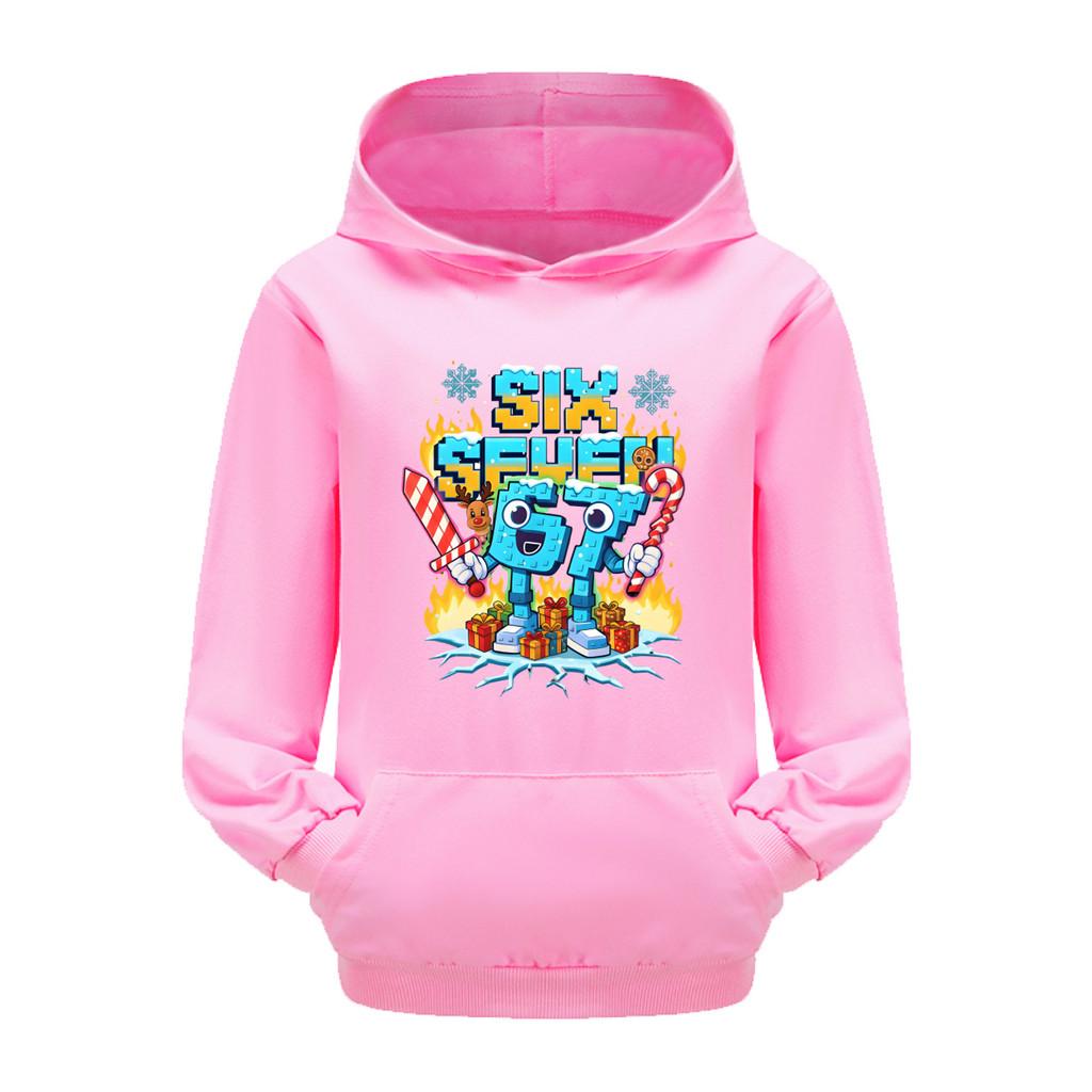 5193 Kinder Jungen Mädchen Steal a Brainrot 67 Six Seven Bedruckter Freizeit-Langarm-Hoodie Top