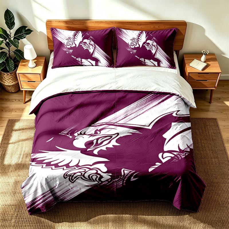 Manly Warringah Sea Eagles (14) 3pc set suitable for master bedrooms soft and comfortable an ideal gift for family and friends Includes one duvet cove