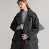 ELLE French Style High-End Wool Warm Coat Plush Mid-Length Lapel Double-Sided Woolen Overcoat Women Coats Dark-Gray L7WND171