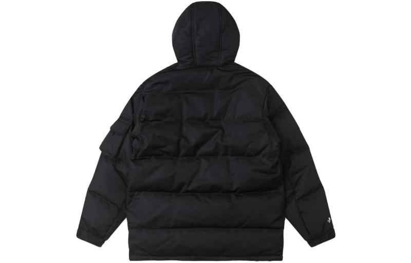 Converse Premium Mid Down Jackets Men's Black Hooded Moderate Down Jacket 10025249-A03
