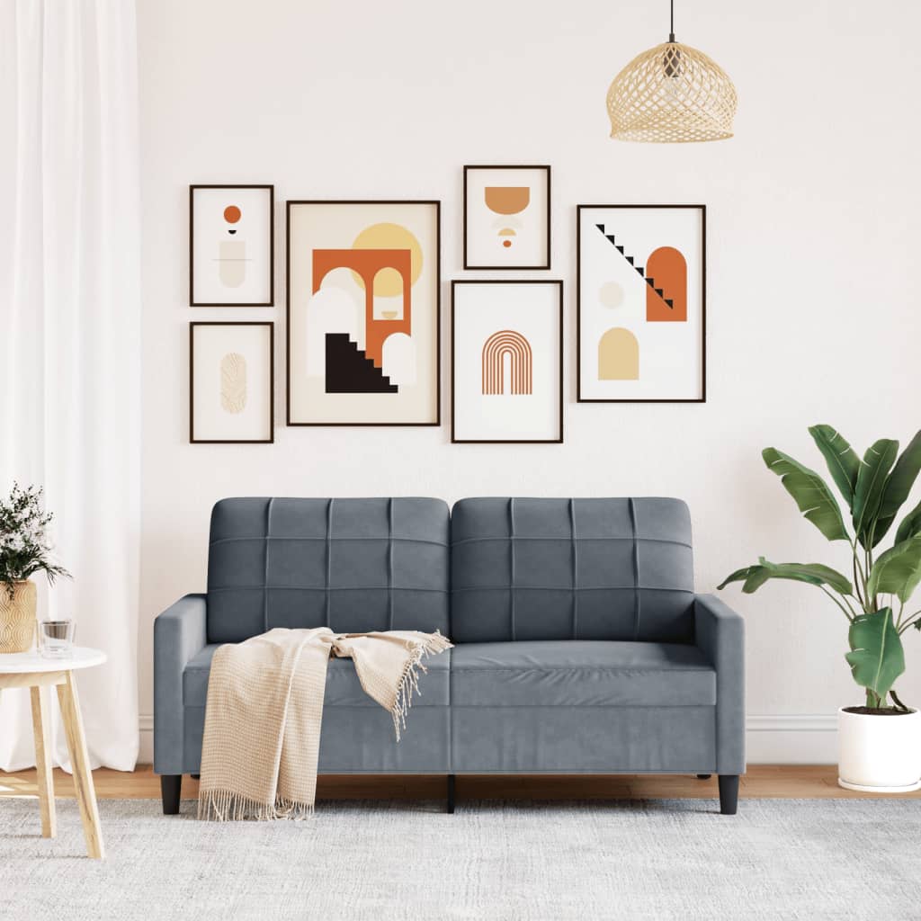 2 Seater Sofa Dark Grey 140 cm Velvet