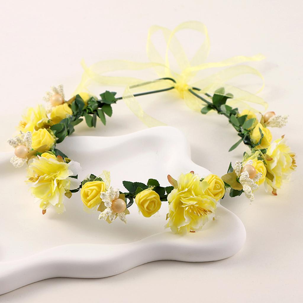 Coroa de Flores de Fada Para Mulheres Faixa de Cabelo de Flor Artificial Guirlanda Faixa de Cabeça Floral Meninas Acessórios de Cabelo para Fotografia ao Ar Livre na Praia