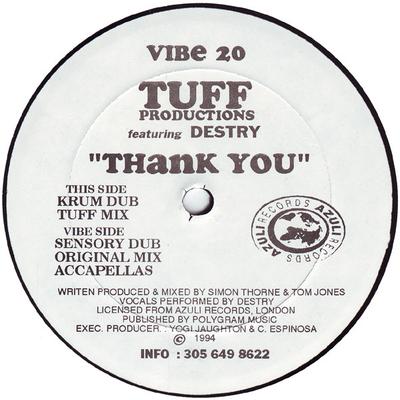 12inch Record TUFF PRODUCTIONS, DESTRY - Thank You VIBE20 VIBE 1994 US Dance & Electronica Used