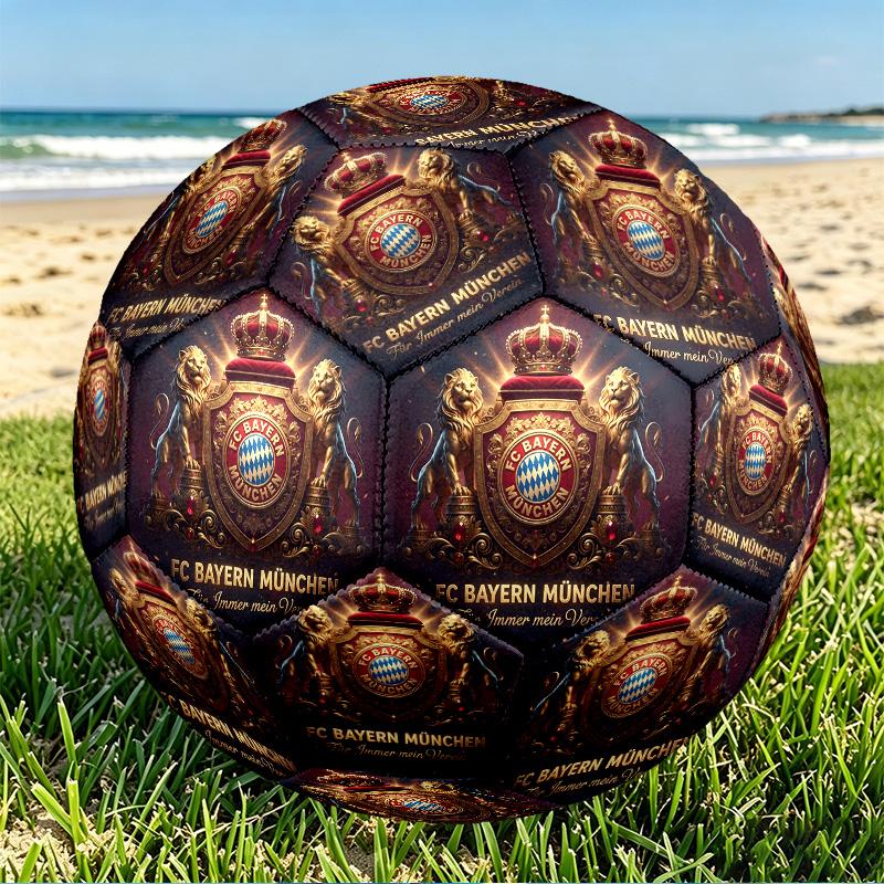 FC Bayern Print Size 5 Soccer Ball, PU Wear Resistant Football for Match Training and Daily Practice, Birthday Gift for Soccer Fans