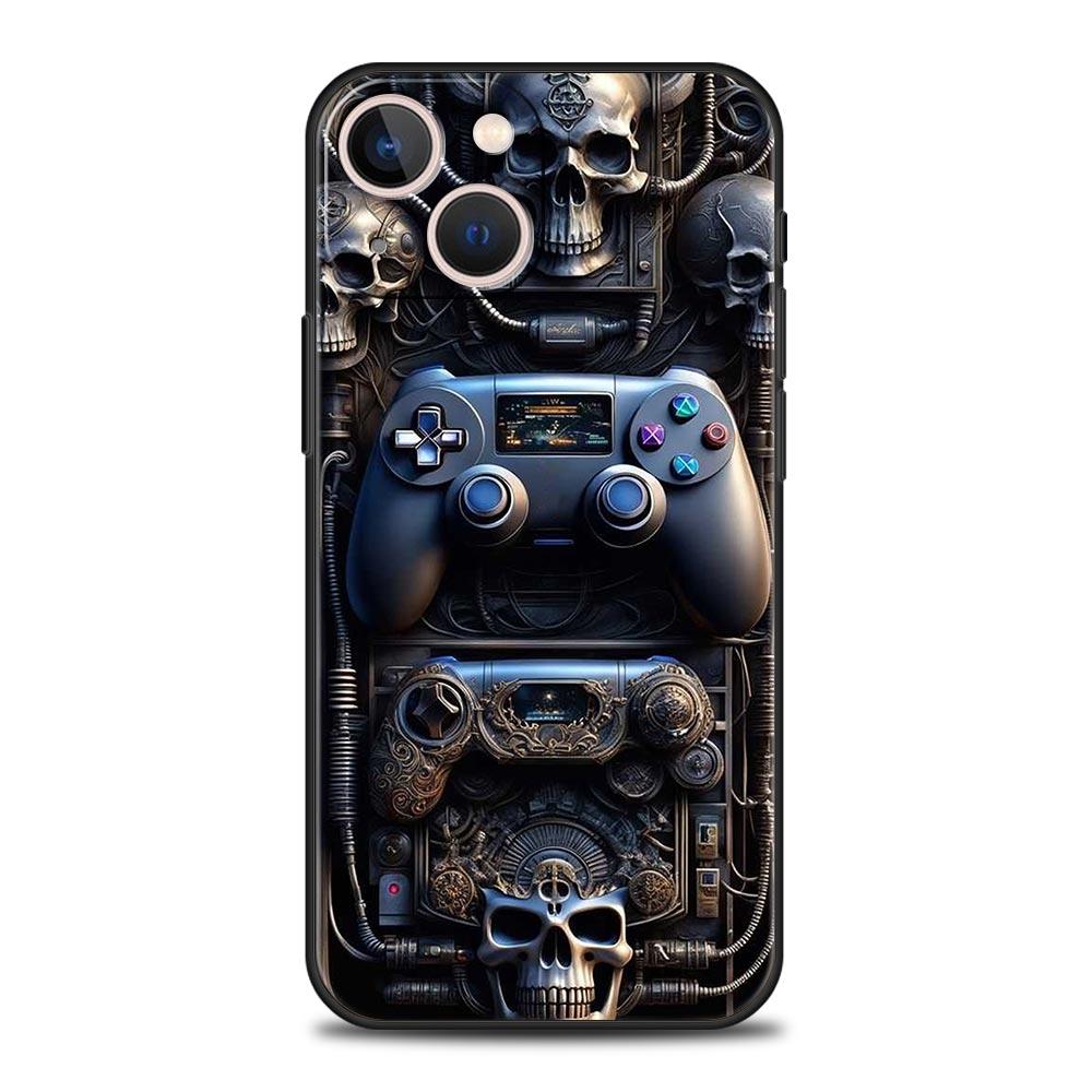 Game Controller Graphic Phone Case For iPhone 17 16 15 Pro Max 11 12 13 14 7 8 Plus SE 2020 X XR XS Cover Soft Black