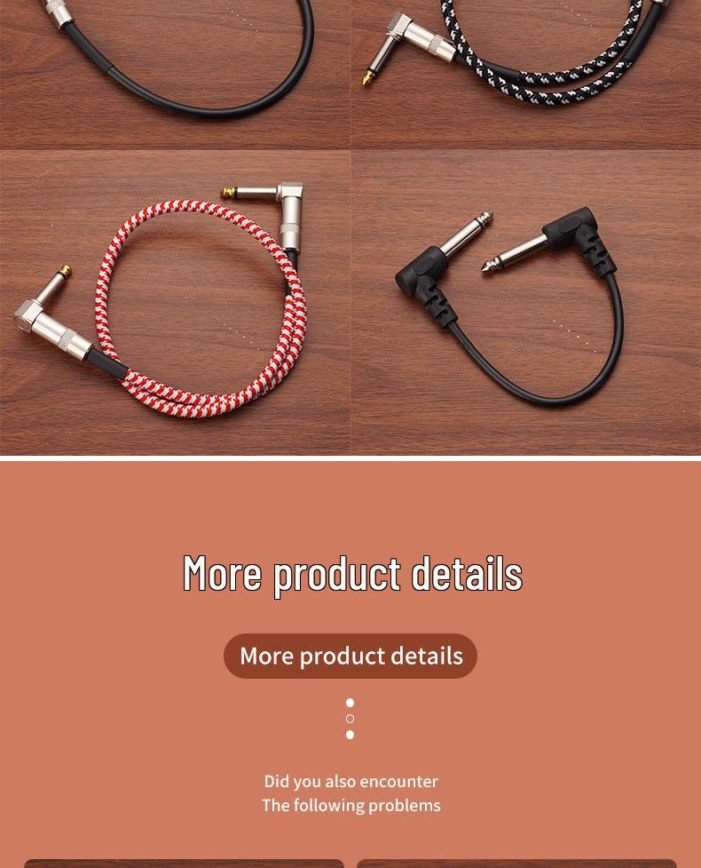 JOYO Electric Guitar & Bass Audio Cable - Black Leather Braided, Noise Reduction Connection